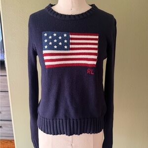 Polo by Ralph Lauren Navy Sweater with American Flag